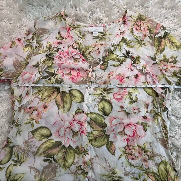 J.Jill Ruffle Floral Button Front Blouse Size S - Picture 8 of 10